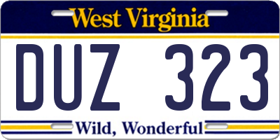 WV license plate DUZ323