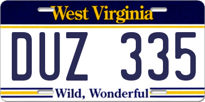WV license plate DUZ335