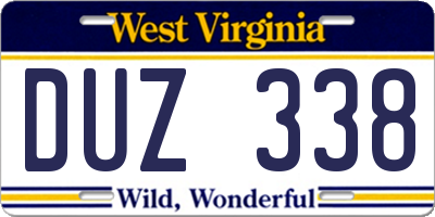 WV license plate DUZ338