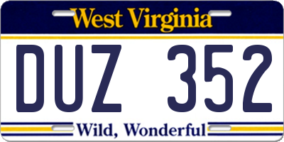 WV license plate DUZ352