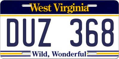 WV license plate DUZ368