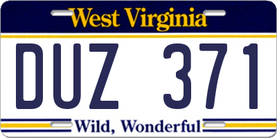 WV license plate DUZ371