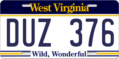 WV license plate DUZ376