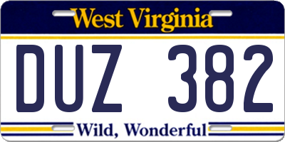 WV license plate DUZ382