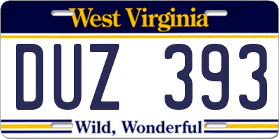 WV license plate DUZ393
