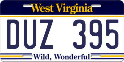 WV license plate DUZ395
