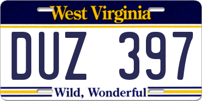 WV license plate DUZ397