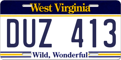 WV license plate DUZ413