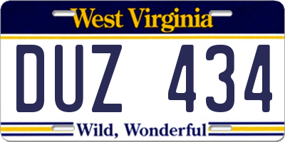 WV license plate DUZ434