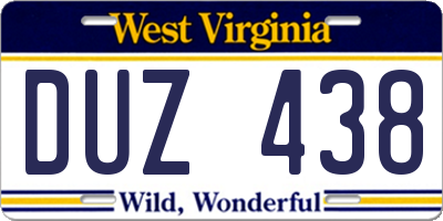 WV license plate DUZ438