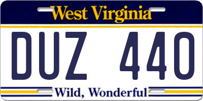 WV license plate DUZ440