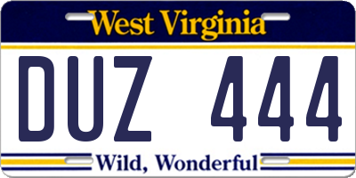 WV license plate DUZ444