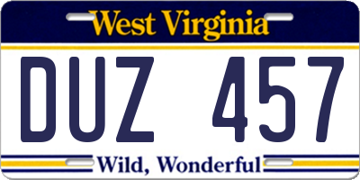 WV license plate DUZ457