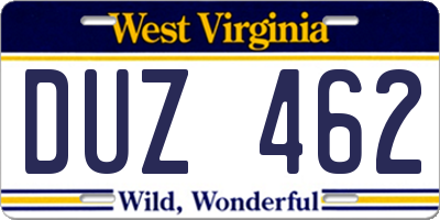 WV license plate DUZ462