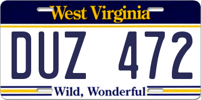 WV license plate DUZ472