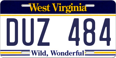 WV license plate DUZ484