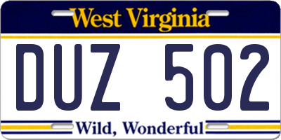 WV license plate DUZ502
