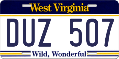 WV license plate DUZ507
