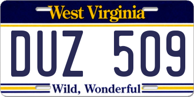 WV license plate DUZ509