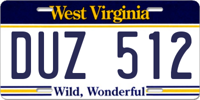 WV license plate DUZ512