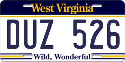 WV license plate DUZ526