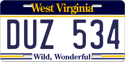WV license plate DUZ534