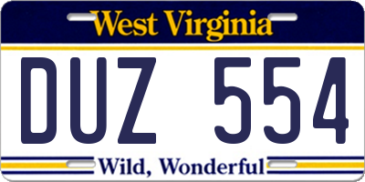 WV license plate DUZ554