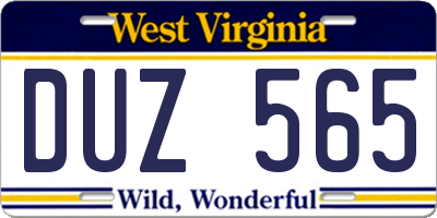 WV license plate DUZ565