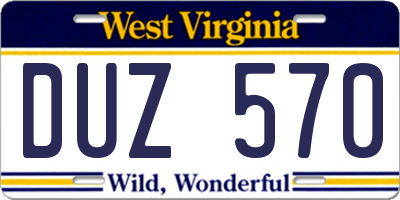WV license plate DUZ570