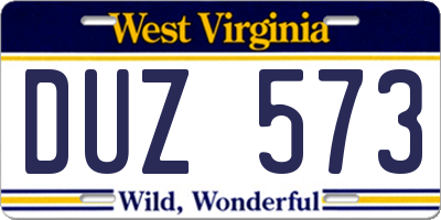 WV license plate DUZ573