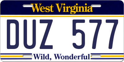 WV license plate DUZ577
