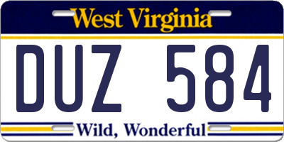 WV license plate DUZ584