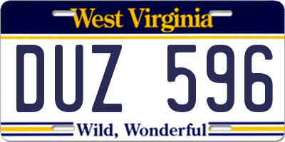 WV license plate DUZ596