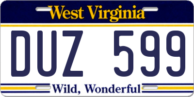 WV license plate DUZ599
