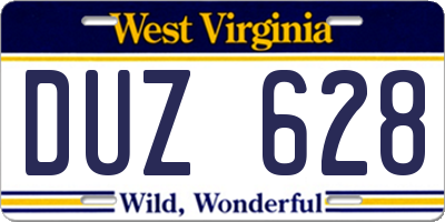 WV license plate DUZ628