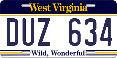 WV license plate DUZ634
