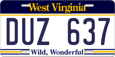 WV license plate DUZ637