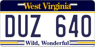 WV license plate DUZ640