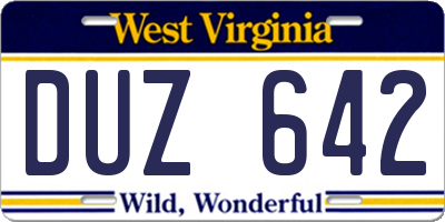 WV license plate DUZ642