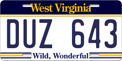 WV license plate DUZ643