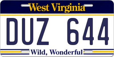 WV license plate DUZ644
