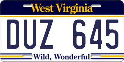 WV license plate DUZ645