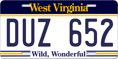 WV license plate DUZ652