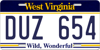 WV license plate DUZ654