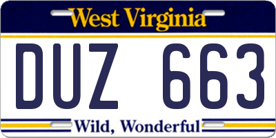 WV license plate DUZ663