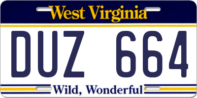 WV license plate DUZ664