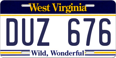 WV license plate DUZ676