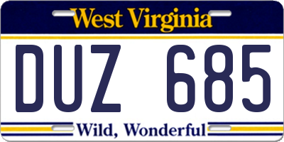 WV license plate DUZ685