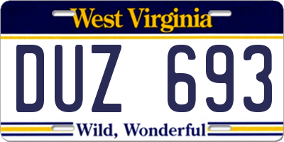 WV license plate DUZ693