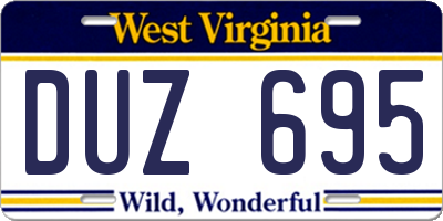 WV license plate DUZ695